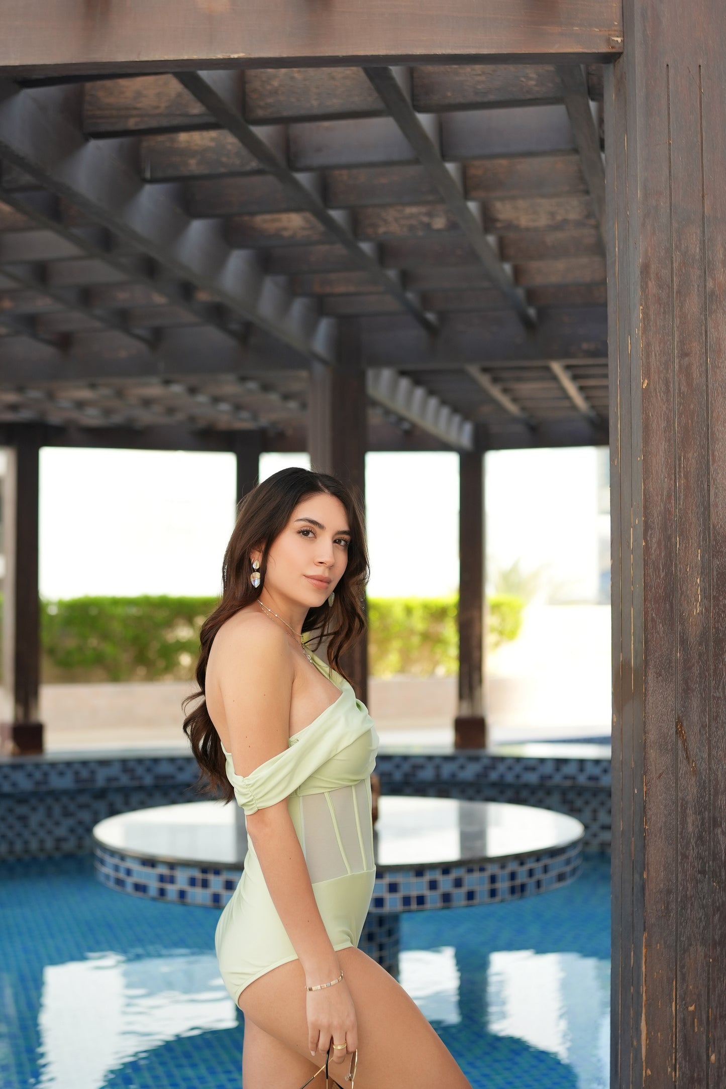 Lush Isle One-Shoulder Corset Swimsuit Set