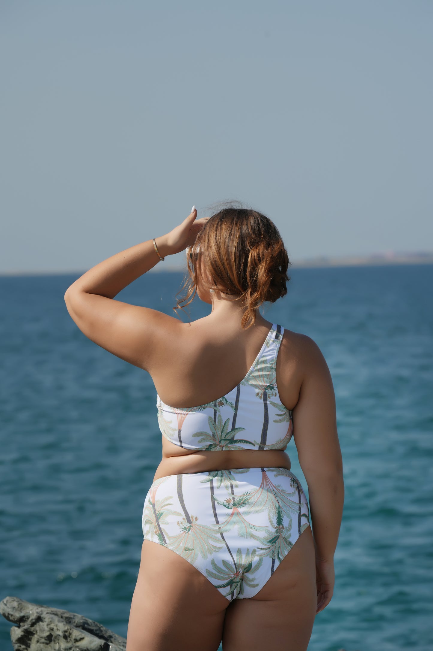 Tropical Bliss Plus Size 3-Piece Bikini Set – One-Shoulder Top & Skirt | UAE Swimwear