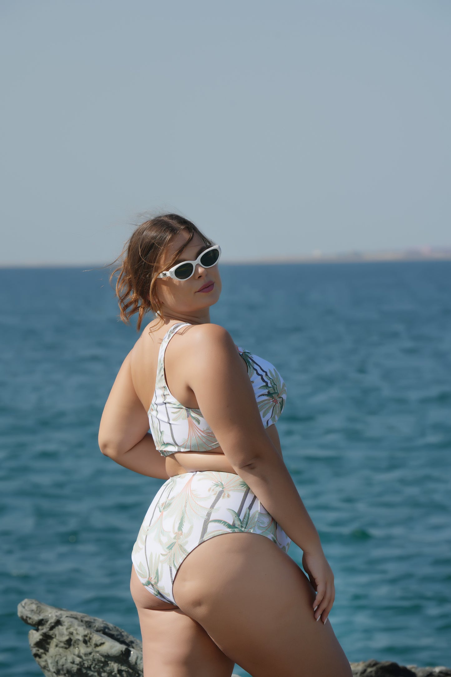 Tropical Bliss Plus Size 3-Piece Bikini Set – One-Shoulder Top & Skirt | UAE Swimwear