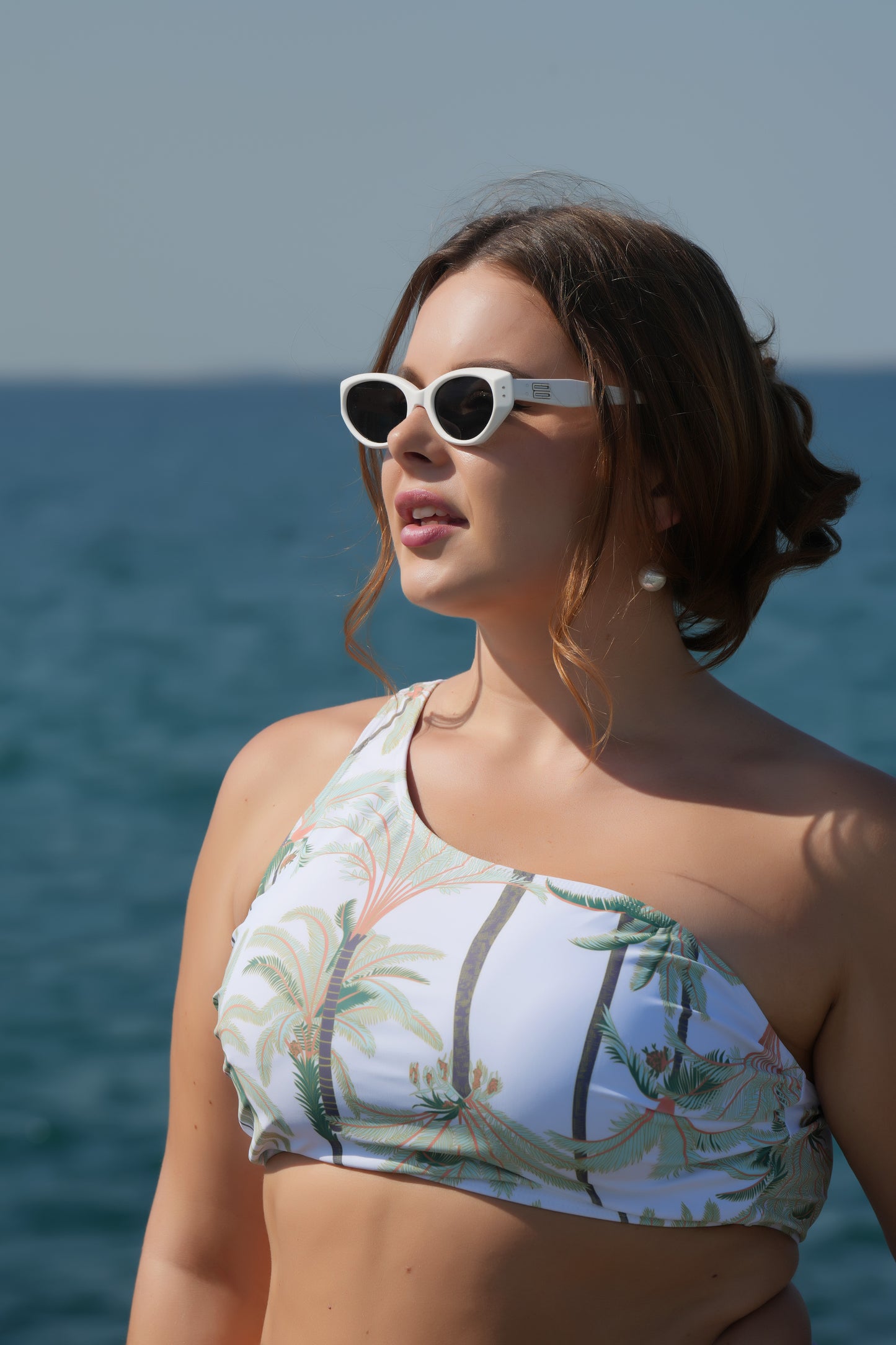 Tropical Bliss Plus Size 3-Piece Bikini Set – One-Shoulder Top & Skirt | UAE Swimwear