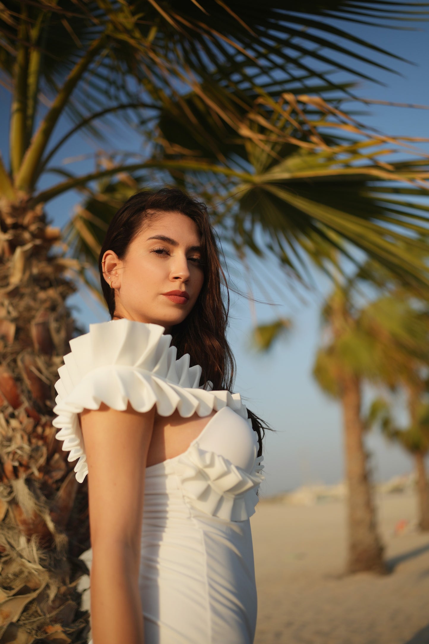 Ivory Allure One-Shoulder Swimsuit – Elegant White Ruffle Swimwear for Women